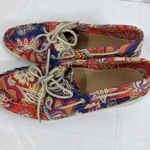 Vintage Sebago Docksides Women's Boat Size 10 Paisley Print